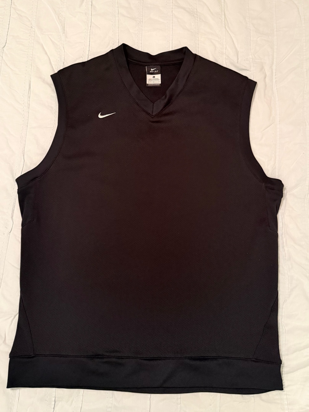 Nike Black Sleeveless Athletic Vest with White Swoosh